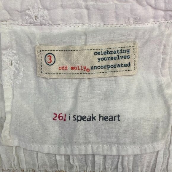 Odd Molly I Speak Heart Women's Boho Peasant Front Tie Long Sleeve Top Size L - Picture 7 of 13